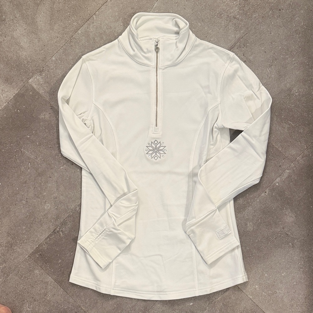 Nils White Half-Zip Pullover Top With Subtle Logo… - image 1